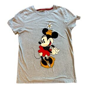 Disney Minnie Mouse Graphic Tee Women’s XL Heather Gray Casual Theme Park T-Shir